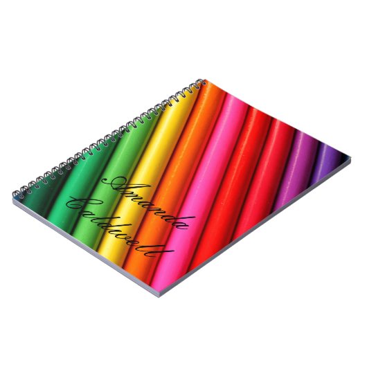 Rainboogkleurige potloden laptop notitieboek (Linkerzijde)