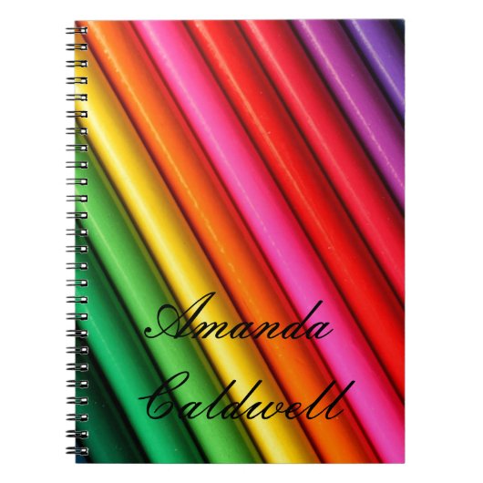 Rainboogkleurige potloden laptop notitieboek (Voorkant)