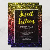 Rainboogkleurige sparkles Sweet 16 elegant script Kaart (Voorkant / Achterkant)