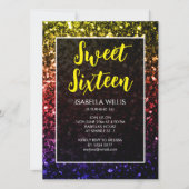 Rainboogkleurige sparkles Sweet 16 elegant script Kaart (Voorkant)