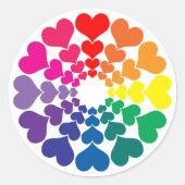 Rainboogkleurige Valentijn Harten behoeve van cirk Ronde Sticker (Voorkant)