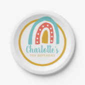 Rainboogkleurige verjaardag gepersonaliseerd papieren bordje (Voorkant)