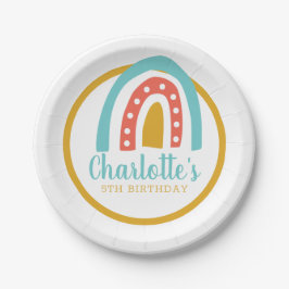 Rainboogkleurige verjaardag gepersonaliseerd papieren bordje