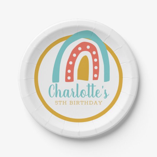 Rainboogkleurige verjaardag gepersonaliseerd papieren bordje (Voorkant)