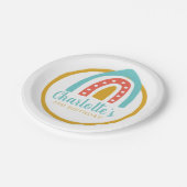 Rainboogkleurige verjaardag gepersonaliseerd papieren bordje (Gekanteld)