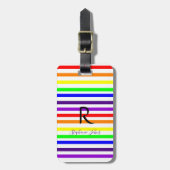 Rainboogkleurstrips Aangepaste naam Monogram Initi Bagagelabel (Voorkant verticaal)