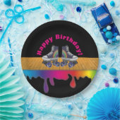 Rainboogkleurverf Roller Skateday Party Papieren Bordje (Feest)