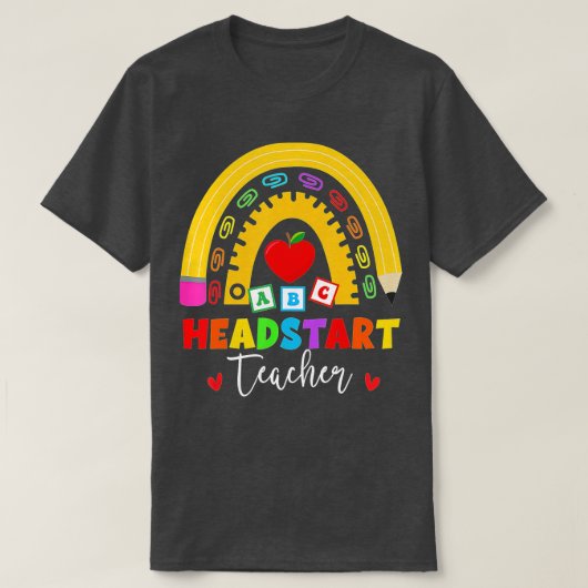 Rainboogkop Start leraar hoofdstart eerste dag van T-shirt (Design voorkant)