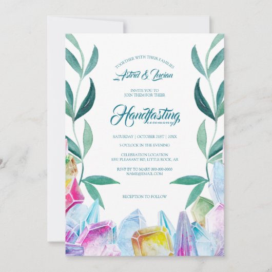 Rainboogkristal-Pareltjes en lederen handfasting Kaart (Voorkant)