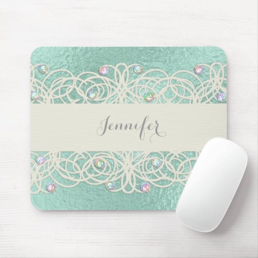 Rainboogkristallen op Mint Green Muismat (Met muis)