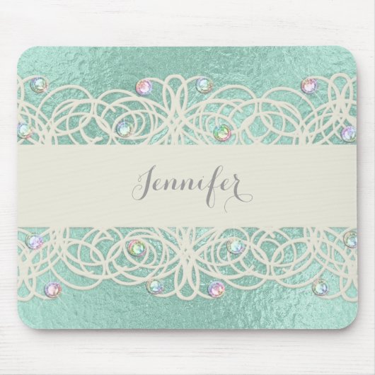 Rainboogkristallen op Mint Green Muismat (Voorkant)