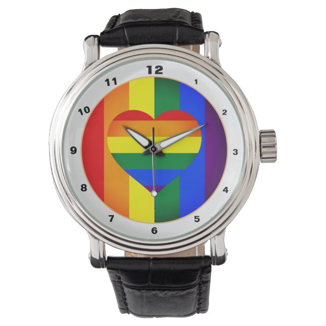 Rainboogkunst en Pride Regenboogvlag mode/LGBT Horloge (Voorkant)