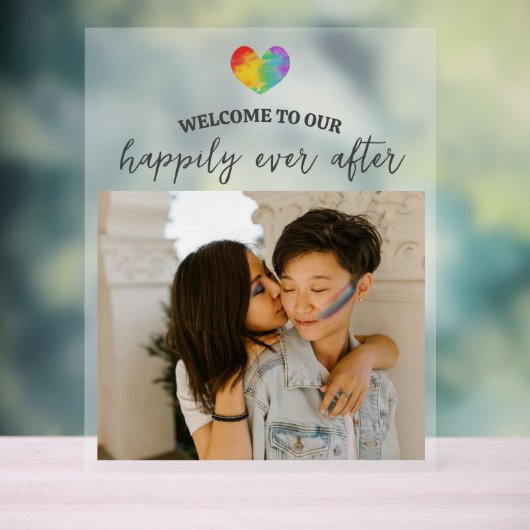 Rainboogkunst gelukkig altijd na LGBT Wedding Acryl Bord (Neutraal)