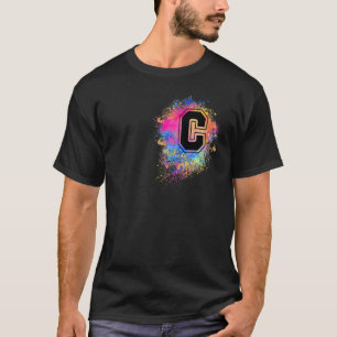 Rainboogletter C Initiaal Monogrammen kleurrijk ro T-shirt
