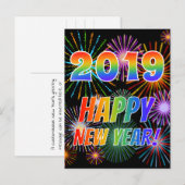 Rainboogletters "2019" + "NIEUW JAAR BEKIJKEN!" Briefkaart (Voorkant / Achterkant)