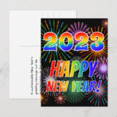 Rainboogletters "2023" + "NIEUW JAAR BEKIJKEN!" Briefkaart (Voorkant / Achterkant)