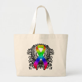 Rainbooglint met vleugels grote tote bag