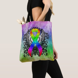 Rainbooglint met vleugels tote bag