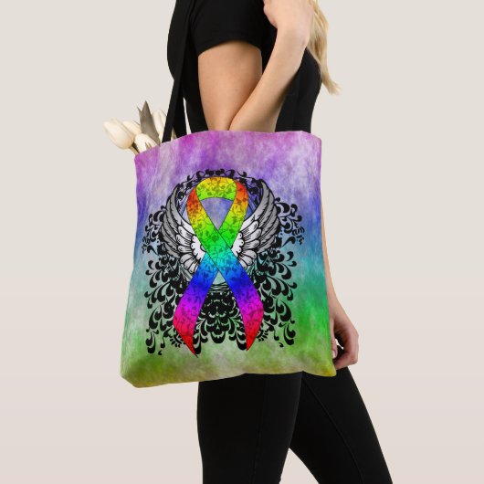 Rainbooglint met vleugels tote bag (Dichtbij)