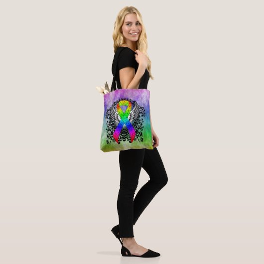 Rainbooglint met vleugels tote bag (Op model)
