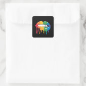 Rainbooglippen beste cadeau vierkante sticker (Tas)