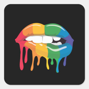 Rainbooglippen beste cadeau vierkante sticker