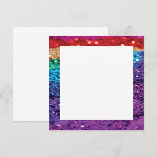 Rainbooglitter achtergrond vierkant nodigt sjabloo kaart (Voorkant / Achterkant)