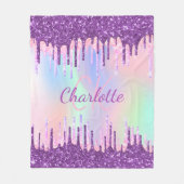Rainbooglitter druppelt paarse roze monogram scrip fleece deken (Voorkant)