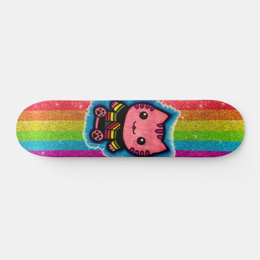 Rainbooglitter roze keukenkat optische illusiedrag persoonlijk skateboard (Horizontaal)