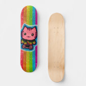 Rainbooglitter roze keukenkat optische illusiedrag persoonlijk skateboard (Voorkant)