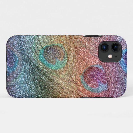 Rainbooglitterpauzes veren Case-Mate iPhone case (Achterkant (horizontaal))
