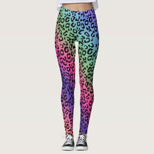 Rainboogluipaard afdrukken - vloeiend mengsel leggings (Voorkant)