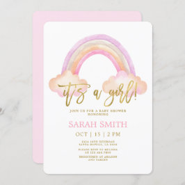 Rainboogmeisje Baby shower Kaart