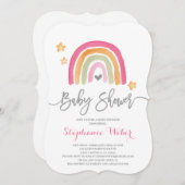 Rainboogmeisje baby shower kaart (Voorkant / Achterkant)