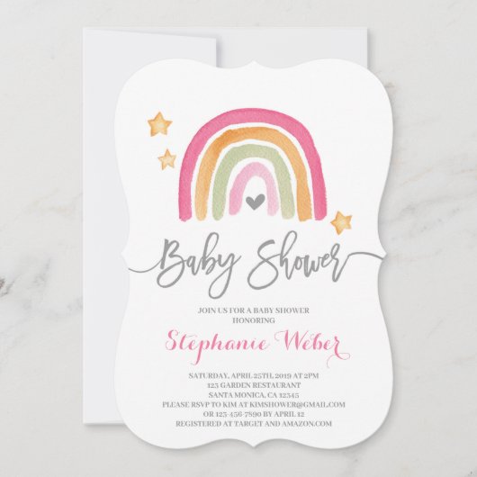 Rainboogmeisje baby shower kaart (Voorkant)