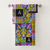 Rainboogmozaïek met monogram voor kattenbroodjes bad handdoek (Insitu)