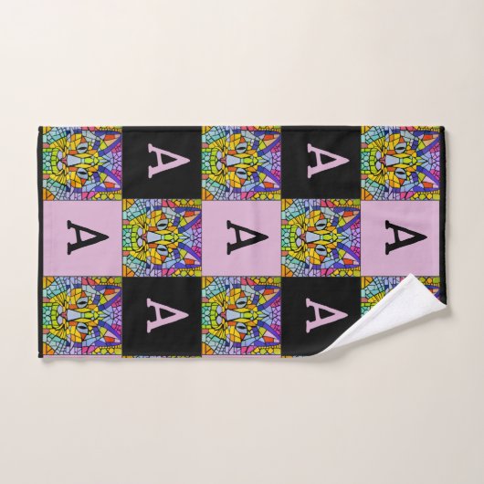 Rainboogmozaïek met monogram voor kattenbroodjes bad handdoek (Handdoek)