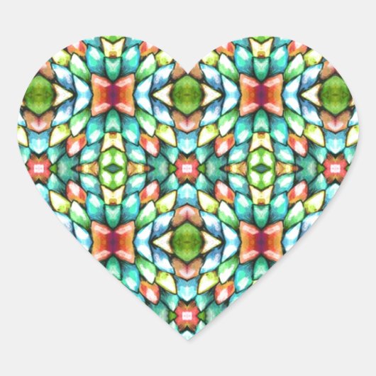 Rainboogmozaïekachtige Tegels Stenen Hart Sticker (Voorkant)