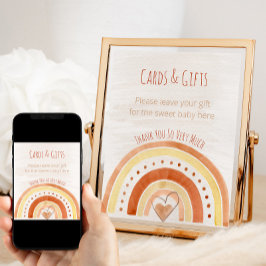 Rainboogneutraal Baby shower Cadeaubord Teken Poster