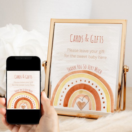 Rainboogneutraal Baby shower Cadeaubord Teken Poster