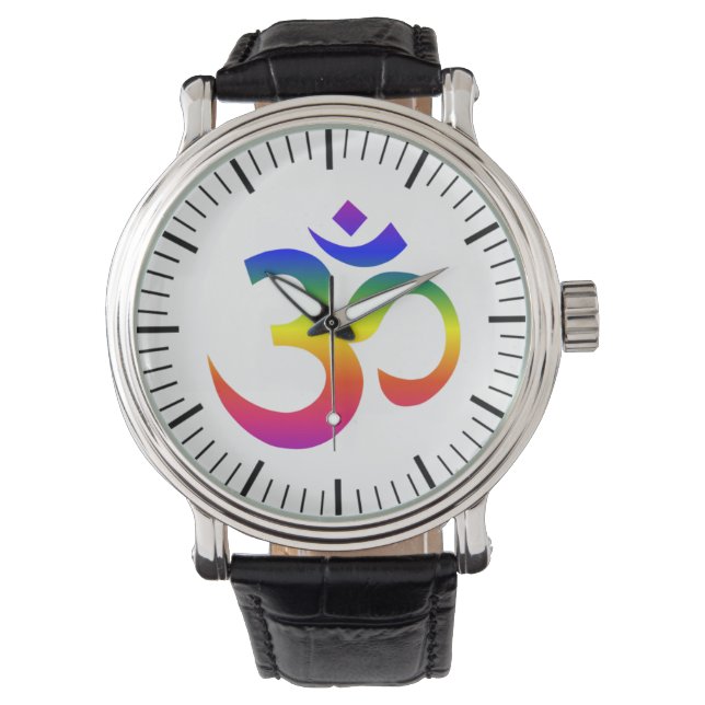 Rainboogohm-ontwerp (Om of Aum Indian sacred sound Horloge (Voorkant)