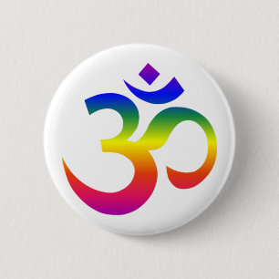 Rainboogohm-ontwerp (Om of Aum Indian sacred sound Ronde Button 5,7 Cm