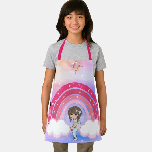 Rainboogontwerp met jong meisje schort (Insitu)