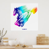 Rainboogpaard met bewegingsspoor poster (Keuken)