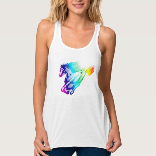 Rainboogpaard met bewegingsspoor tanktop (Voorkant)