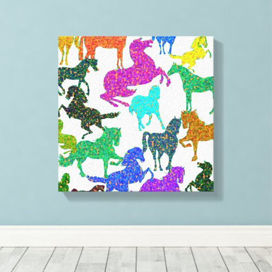 Rainboogpaarden - "Dotty about Horses!" Canvas Afdruk (Insitu (Houten vloer))