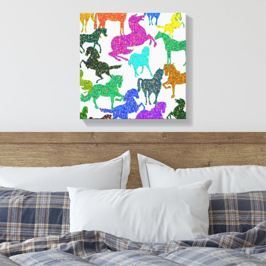 Rainboogpaarden - "Dotty about Horses!" Canvas Afdruk (Insitu (Slaapkamer))