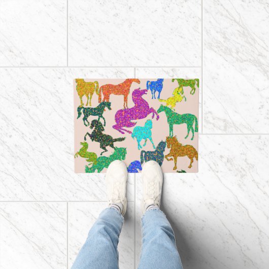 Rainboogpaarden - "Dotty about Horses!" Deurmat (Binnen)