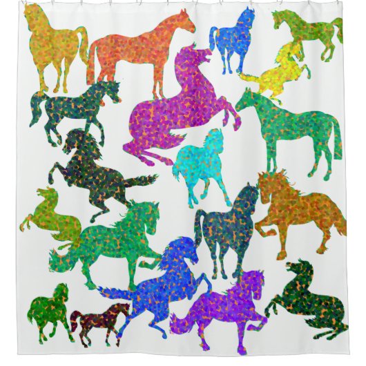 Rainboogpaarden - "Dotty about Horses!" Douchegordijn (Voorkant)