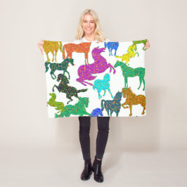 Rainboogpaarden - "Dotty about Horses!" Fleece Deken